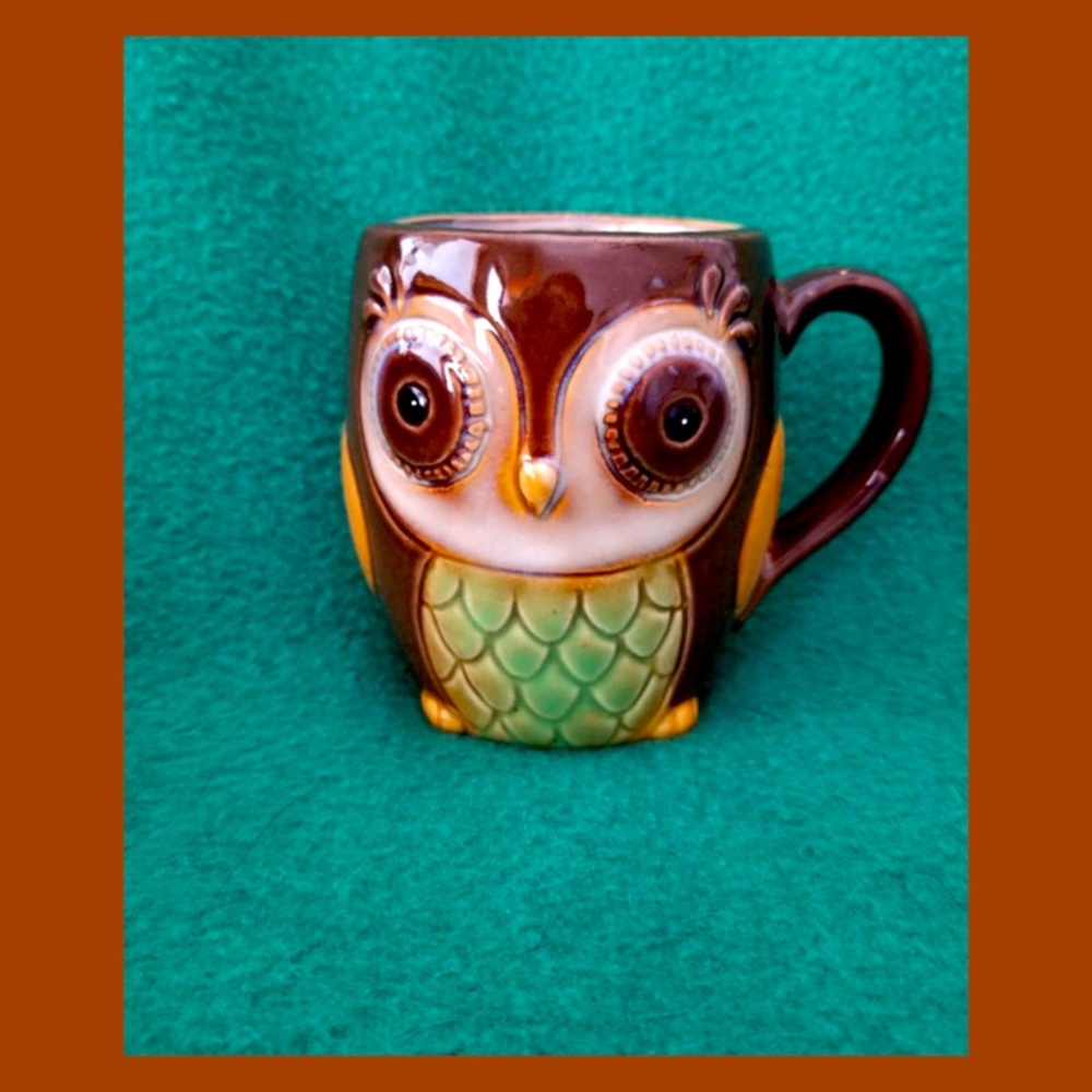 Groovy Retro Vintage Style Ceramic Owl Mug Coffee Cup